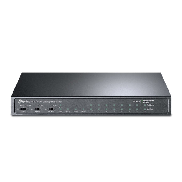 Tp-Link / TL-SL1311MP / 8-Port 10/100Mbps ( 8 POE - 124 Watts ) + 2 Port Gigabit + Gigabit SFP Port Desktop Switch with 8 Port PoE+
