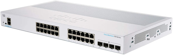 Cisco / CBS350-24T-4X / 24 Port Gigabit & 4*10 Gigabit SFP+ Managed Stackable Switch