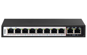 D-Link 8 Port 10/100 ( 8 PoE - 96W ) + 2 Uplink ports Long Range PoE+ Desktop Switch / DES-F1010P-E