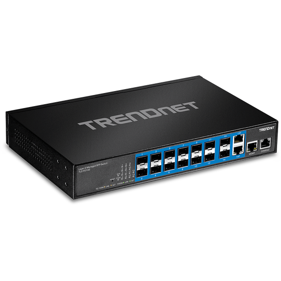 Trendent / TL2-FG142 / 14 Port Gigabit SFP Switch & 2 LAN Ports Layer 2 Managed Switch