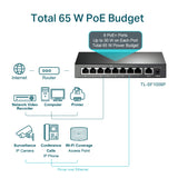 TP-Link 9 Port 10/100 ( 8 POE - 65 W ) Desktop PoE+ Switch / TL-SF1009P
