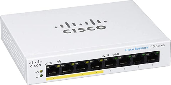 Cisco / CBS110-8PP-D / 8 Port Gigabit ( 4 POE - 32 watts ) Desktop Switch