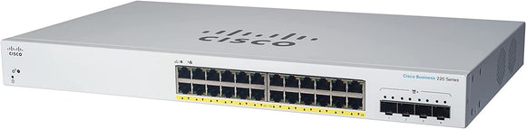 Cisco / CBS220-24P-4X / 24 Port Gigabit (24 PoE - 195 W) 4 x 10GE SFP Smart Switch