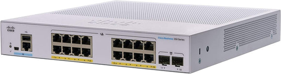 Cisco / CBS350-16FP-2G / 16 Port Gigabit (16 PoE - 240 W) 2 x 1GE SFP Managed Switch