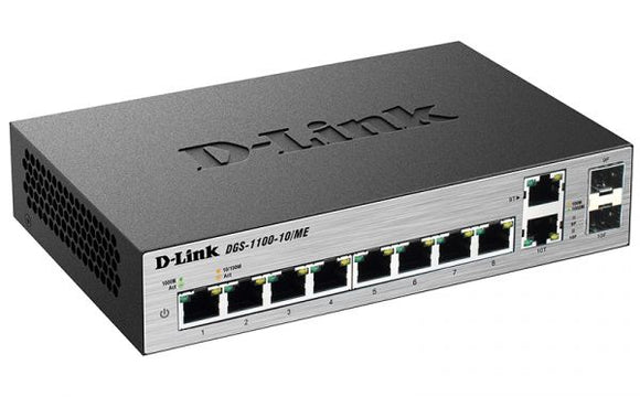 D-Link 8 Port Gigabit + 2 SFP Port Desktop Smart Switch / DGS-1100-10/ME