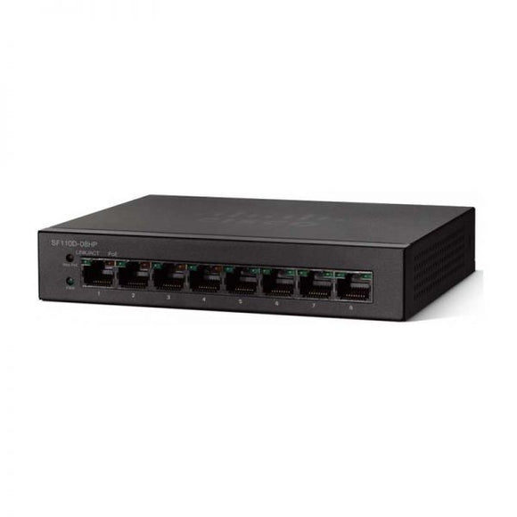 Cisco 8 Port 10/100 ( 4 POE- 32 watts ) Desktop Switch / SF110D-08HP