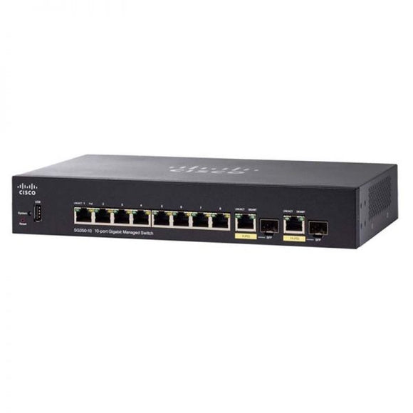 Cisco 8 port Gigabit & 2 Gigabit Combo SFP Managed Switch / SG350-10