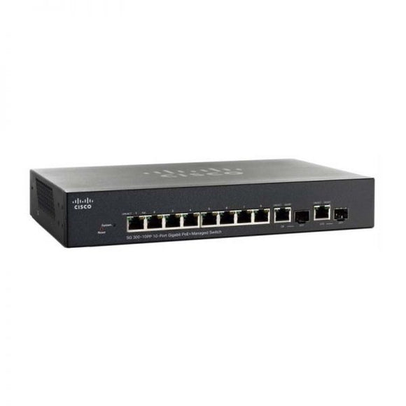 Cisco 8 Port Gigabit ( 8 POE - 62 W ) Managed Switch & 2 SFP/ SG300-10PP-K9