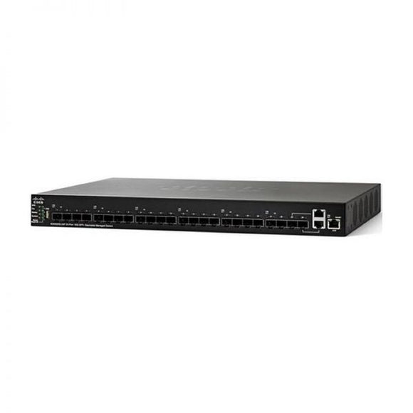 Cisco / SX550X-24F / 20x 10 GE SFP+ slots + 4x combo 10 GE copper/SFP+ plus 1x GE OOB Stackable Managed Switch