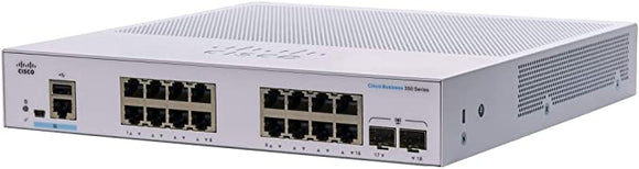 Cisco / CBS350-16T-2G / 16 Port Gigabit & 2 Gigabit SFP Managed Switch