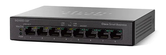 Cisco 8 Port Gigabit (4 POE - 32 watts ) Desktop Switch / SG100D-08P