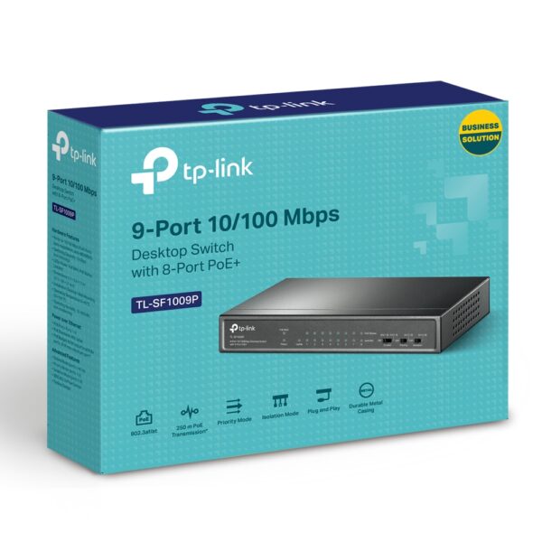 TP-Link / TL-SF1009P / 9 Port 10/100 ( 8 POE+ - 65W ) Long Range Desktop Switch - Image 8