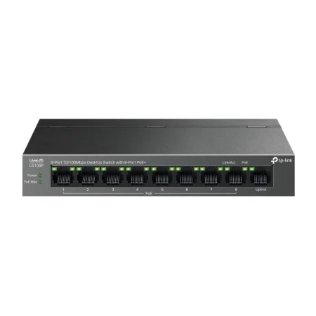 TP-Link / LS109P / 8-Port 10/100Mbps Desktop PoE ( 8 Ports - 63 Watts ) + 1 Uplink port1 Long Range Switch
