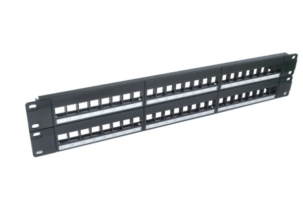 DDS / DPP-UL48 / 48 Port Unloaded Patch Panel 2U for Cat5e Cat6 Cat6A With Back Bar