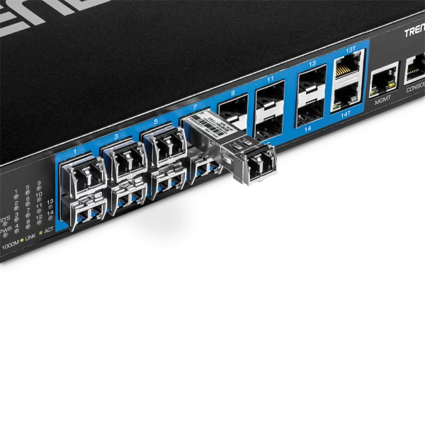 Trendnet / TL2-FG142 / 14 Port Gigabit SFP Switch & 2 LAN Ports Layer 2 Managed Switch - Image 3