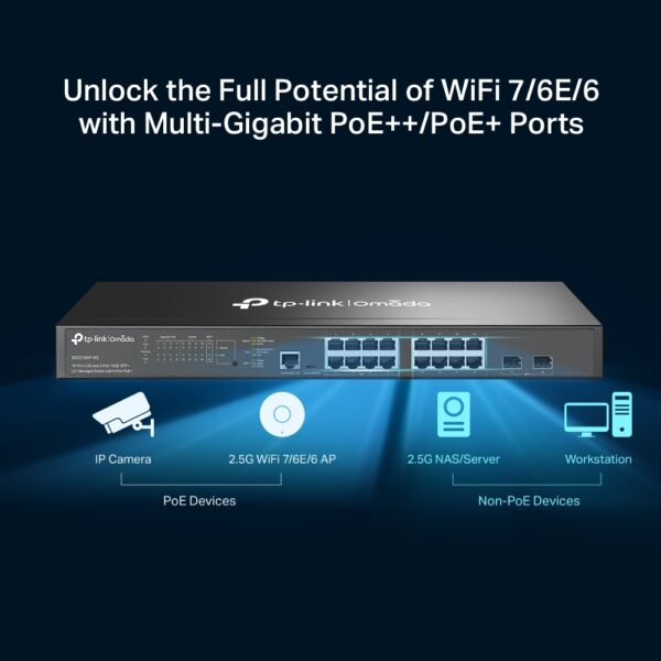 TP-Link / SG3218XP-M2 / Omada 16-Port 2.5G POE+ ( 16 POE - 240 W ) and 2-Port 10GE SFP+ L2+ Managed Switch - Image 5