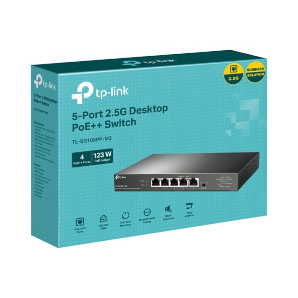 TP-Link / TL-SG105PP-M2 / 5-Port 2.5G ( 4 POE - 123 W ) Desktop Switch - Image 4