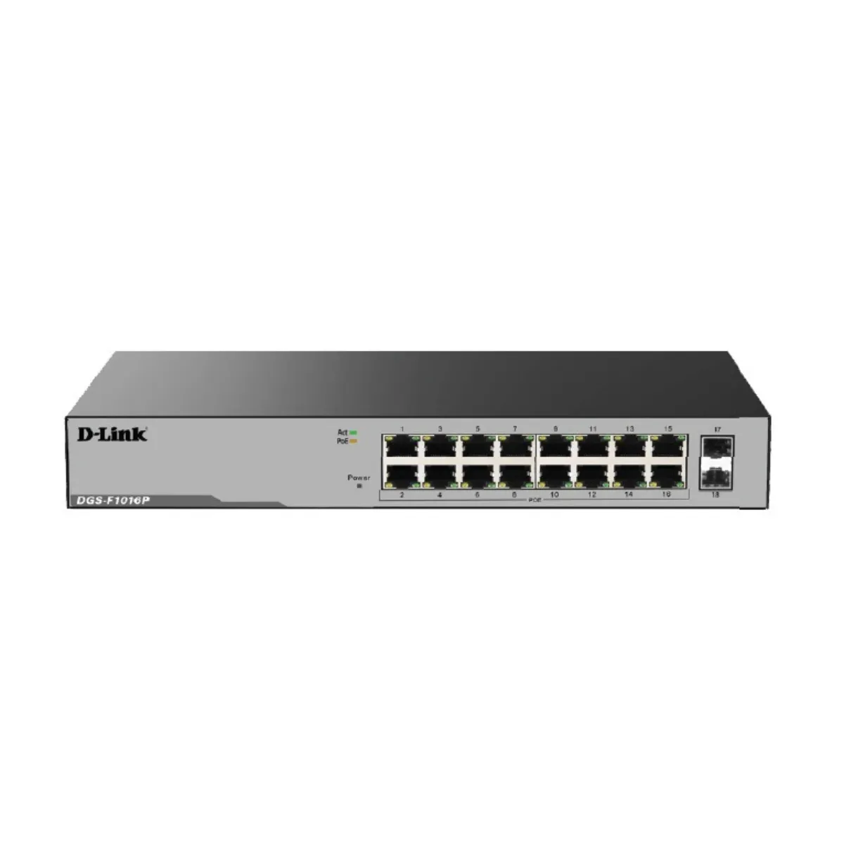 D-Link / DGS-F1016P / 16 Port Giga ( 16 POE - 250 Watts ) + 2 SFP PoE Switch - Image 2