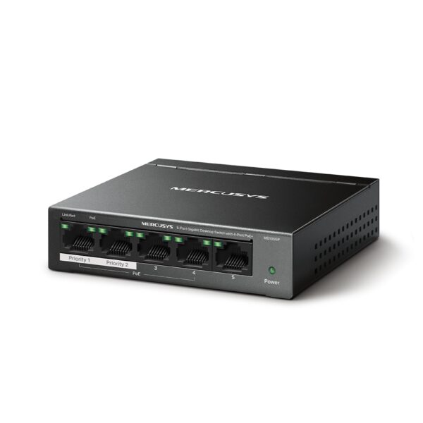 MERCUSYS / MS105GP / 5-Port Gigabit POE ( 4 POE + 65 W ) Desktop Switch