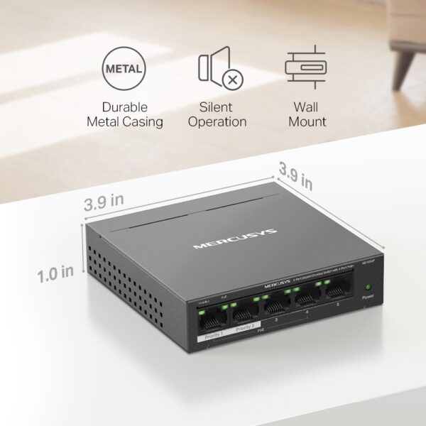MERCUSYS / MS105GP / 5-Port Gigabit POE ( 4 POE + 65 W ) Desktop Switch - Image 9
