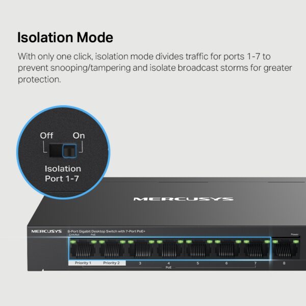 MERCUSYS / MS108GP / 8-Port Gigabit POE ( 7 POE + 65 W ) Desktop Switch - Image 6