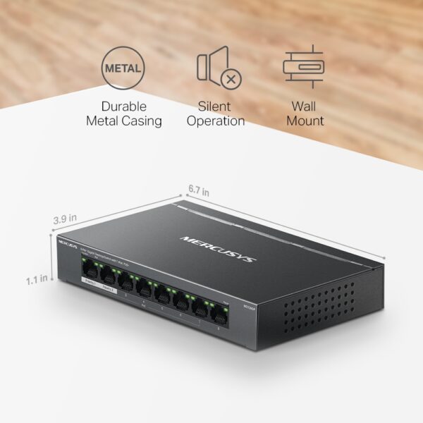 MERCUSYS / MS108GP / 8-Port Gigabit POE ( 7 POE + 65 W ) Desktop Switch - Image 9