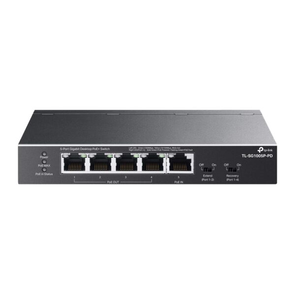 TP-Link / TL-SG1005P-PD / 5 Port Gigabit PoE+ Switch 1 Port PoE++ In and 4 Port PoE+ Out - Image 2