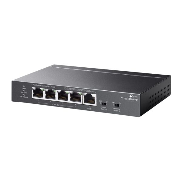 TP-Link / TL-SG1005P-PD / 5 Port Gigabit PoE+ Switch 1 Port PoE++ In and 4 Port PoE+ Out
