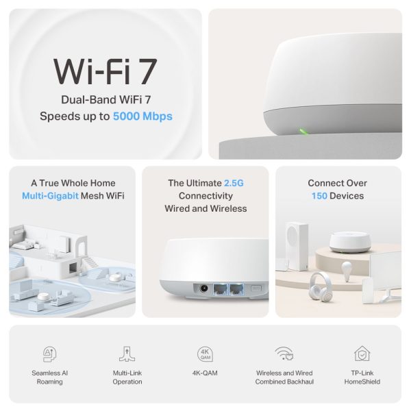 TP-Link / Deco BE25 / BE5000 Whole Home Mesh WiFi 7 System - Image 3