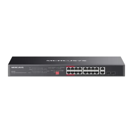 MERCUSYS / MS120GP / 16 port Gigabit ( 16 poe - 192 watts ) Long Range 250m PoE+ & 2 SFP Combo Switch