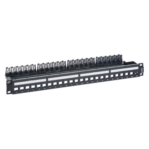 Legrand / 632850 / 24 Port Unloaded Patch Panel for Cat5e Cat6 Cat6A & metal cable holder